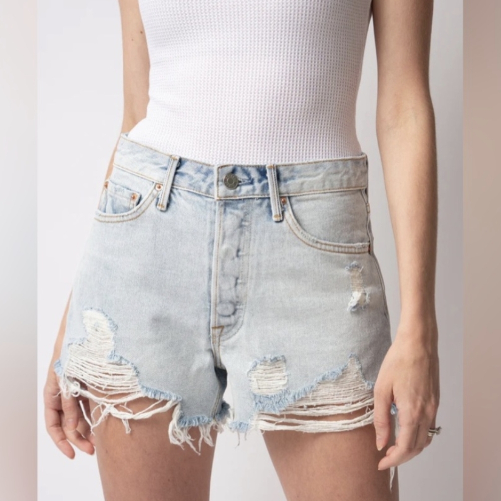 GRLFRND Helena Jean Shorts 28 High Rise Cut Off Kiki Distressed